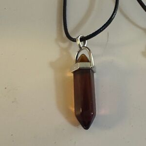 NWOT Smoky Quartz pointed pendant on Black Cord